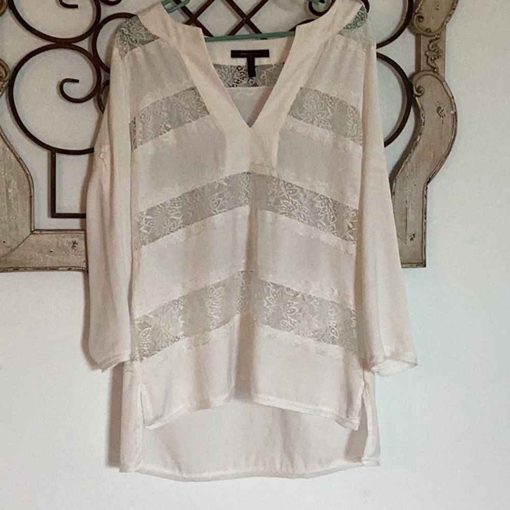 BCBG Gold Asymmetrical Tunic Blouse